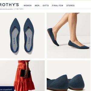 Rothy's Navy Flats (The Point), size 10